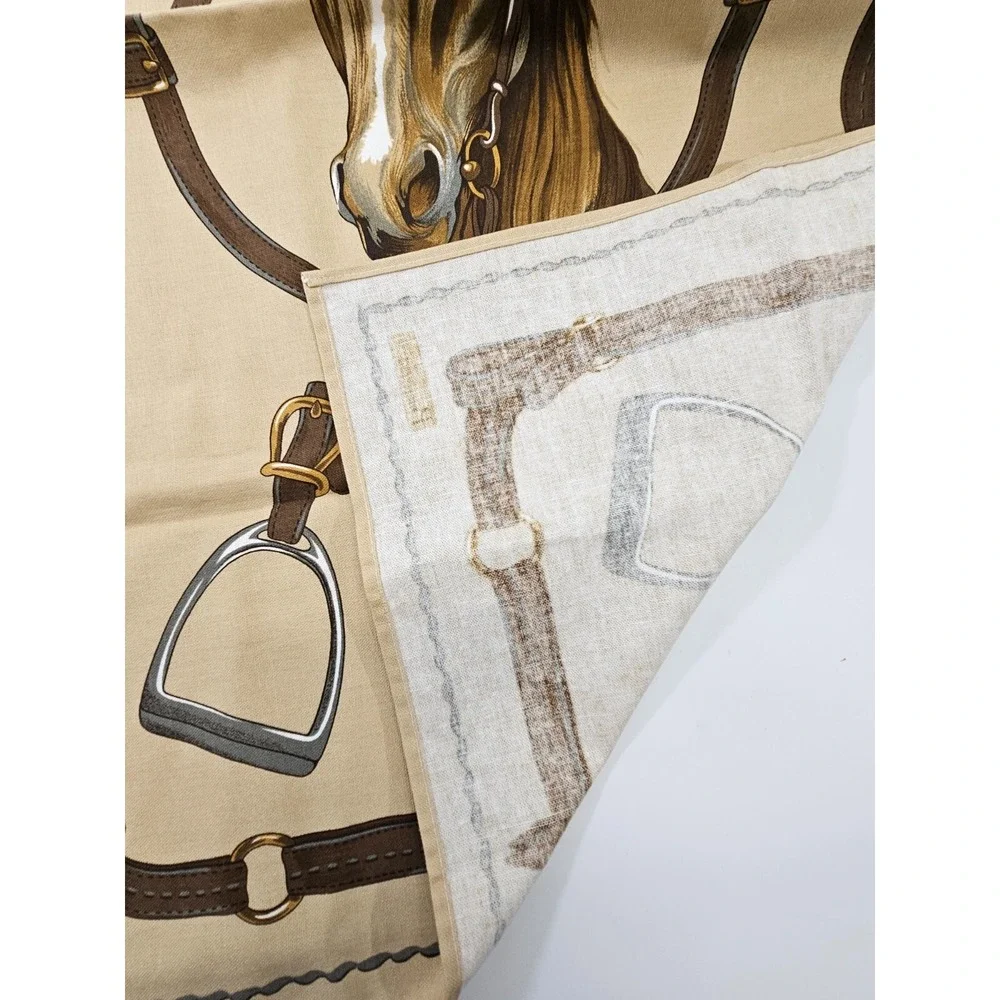 Beauville Horse Stirrups Bridal Patterned Cotton Linen Hand Tea Towel 19x32 EUC‎
